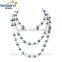 8mm A grade white and black colored double colors natural genuine endless pearl necklace