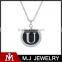 Stainless Steel Letter pendant , Round U black pendant