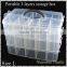 3-Tie Clear Portable Plastic Adjustable DIY Tool Organizer Bin Storage Box Fishing Tackle box