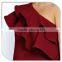 Woman Casual One Piece Mini Dress New Arrivals One Shoulder Double Ruffle Dress 2016