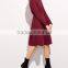 China Guangzhou clothing OEM 100% Cotton rounded neckline long sleeves Flared cut retro women Dress with drawstring