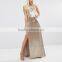 2016 Pictures of Ladies Prom Gown Dresses Cowl Front Strappy Evening Cami Maxi Dress With Thigh Split HSd7464