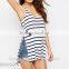 Custom Fashion Ladies Sexy Vest Striped Sleeveless Volleyball Jersey HST2269