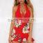 new in women V neck sexy playsuit summer floral print rompers jumpsuits for women 2016 sexy