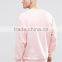 Custom Long Sleeve Dropped Shoulders Crew Neck Without Hood Pink Men's 100% Cotton Casual Oversized Fitted Sweatshirt