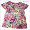 Mini fashion color flower designs wholsale summer cotton cap-sleeve girls net t shirt