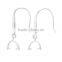 925 Sterling Silver Earring Hooks Platinum Plated Clear Rhinestone Pinch Clasp 26mm x 12mm,1Pair
