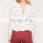 Hot selling women tops and blouses long sleeve bird printed blouse