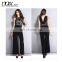 New lace patch backless sleeveless fashion wide women jumpsuits 2016