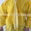Disposable Microporous Yellow Work Coveralls Safety Coverall with Hood and Waist Elastic