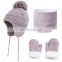 Winter Hats Scarf and Gloves Sets for Kids Toddler Baby Girls Boy Warm Knit Earflap Beanie Fleece Cap