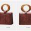 Personalized women's leopard print handbag with wooden handle fashion small square bag