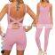 Butt Lifting Cross Back One Piece Jumpsuits Custom Rompers Gym Fitness Workout Bodysuit Seamless Ribbed Yoga Jumpsuit For Women