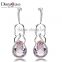 Cubic Zirconia Setting Stones Big Pink Crystal Elegant Water Drop Shape Party Earrings