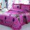 3 Pcs Gorgeous Jaquard Flower Quilt Bed Set In Rose Color or Purple Color