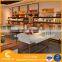 Wall mounted wooden furniture display showcase with metal rack from Guangzhou supplier