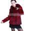 QD5728 Hot Selling Colorful Rabbit fur Coat With Raccoon Collar For Wholesale