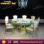 golden stainless steel round wedding dining table with led light MDF top