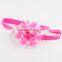 2016 double color chiffon bouquet flower elastic headband,knitting rolled chiffon rose elastic hairbands for children embellish