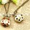 Ladybird Watch Simple Round Antique Bronze Round Pocket Watch Necklace Pendant Ladybird Watch
