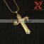 New Stainless Steel Gold Large CZ Glitter Three Cross Charm Pendant