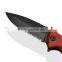 OEM stainless steel black blade folding knife with wood handle