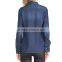 latest ladies jeans women buttoned front pockets with covers flanging sleeve fashion blouses 2015 JXQ1112