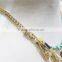 Gold Layered Set Necklace w/Turquoise Stone Seedbead Cloudybead Goldtone Leaf Necklace 2016 Fashion Style Wholesale