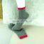 Factory cotten hot sale cute grey color women socks red color in the welt