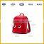 Factory Promotional Funny Cute Style Soft PU Leather Red Color Backpack Schoolbag Leisure Bag for Girls