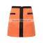 latest design front zipper design A-line office uniform skirts 2015 high quality ladies short skirt