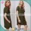 Women Utility Rolled up D-ring Sleeve Pocket Long Summer Button Up Shirt Dress