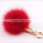 Myfur Cute Genuine Rabbit Skin Ball or Fox Fur Pom Pom Ball Plush Key Chain for Car Key Ring