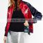Runwaylover EY1052C Hot selling women floral embroidery satin bomber jacket women satin baseball jacket