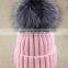 Racoon Fur Ball Beanie Hat