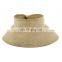 Summer Fashion Design High Quality Tan Tweed Toyo Straw Tan Tweed Roll Up Visor Hat