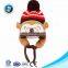 Funny cute plush pink monkey knitted baby winter animal hat custom fashion soft warm crochet baby hat
