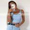 Summer Slim Render Short Top Sexy Women Sleeveless U Croptops Tank Tops Solid Black/White Crop Tops Vest Tube Top 4 Colors