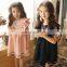 2019 girls toddler floral dresses navy blue pink dress lotus leaf collar baby girls dresses