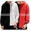 Customized fashion autumn men's hip-hop trendy loose sports T-shirt contrast color stitching long-sleeved round neck sweater men