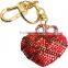 fancy nice look heart shape metal keychain with stones
