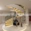Oak Solid Wood Stairs LED Spiral Staircase With Tempered Glass Balustrades & Handrails