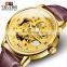 TEVISE T869 Mens Custom Watches Luxury Leather Strap Automatic Mechanical Casual Skeleton Men Watch