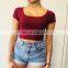 Plain Women Short Sleeve Crop Tops T Shirt