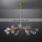 Modern 14'' Brass Hardware Boule Smoke Crystal Chandelier with Warm White Light for Kitchen Dining Bedroom Lighting Solutions