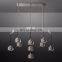 Gold linear luxury crystal glass modern chandelier for dining room area living table pendant lights