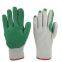 10 gauge white cotton thread knitted green latex film anti-cut construction safety work gloves