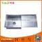 Modern style brushed single bowl with drainboard kitchen sink HD9446H