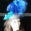 Carnival Headdress (blue Color)Female Headdress With Long Feather