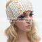 Wholesale Fashion Newest Crochet Patterns Girls Hair Accessories Button Knitted Headband